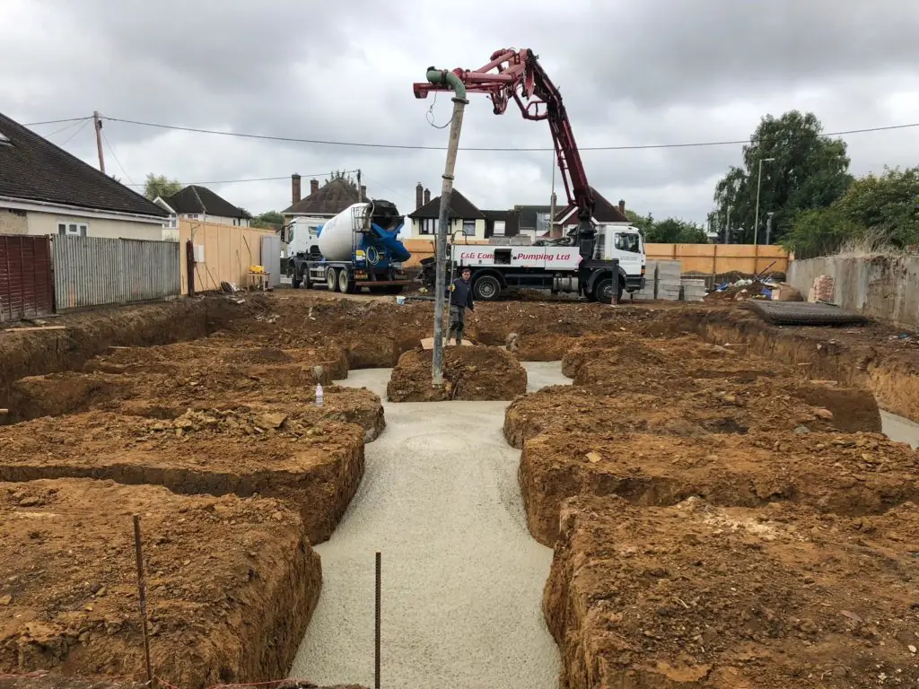 Foundations excavated and poured for a single-storey extension in Oxford