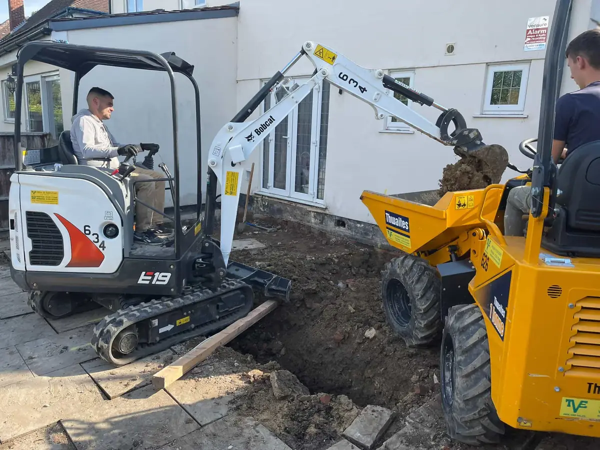 Groundworks being carried out for a house extension in Oxford