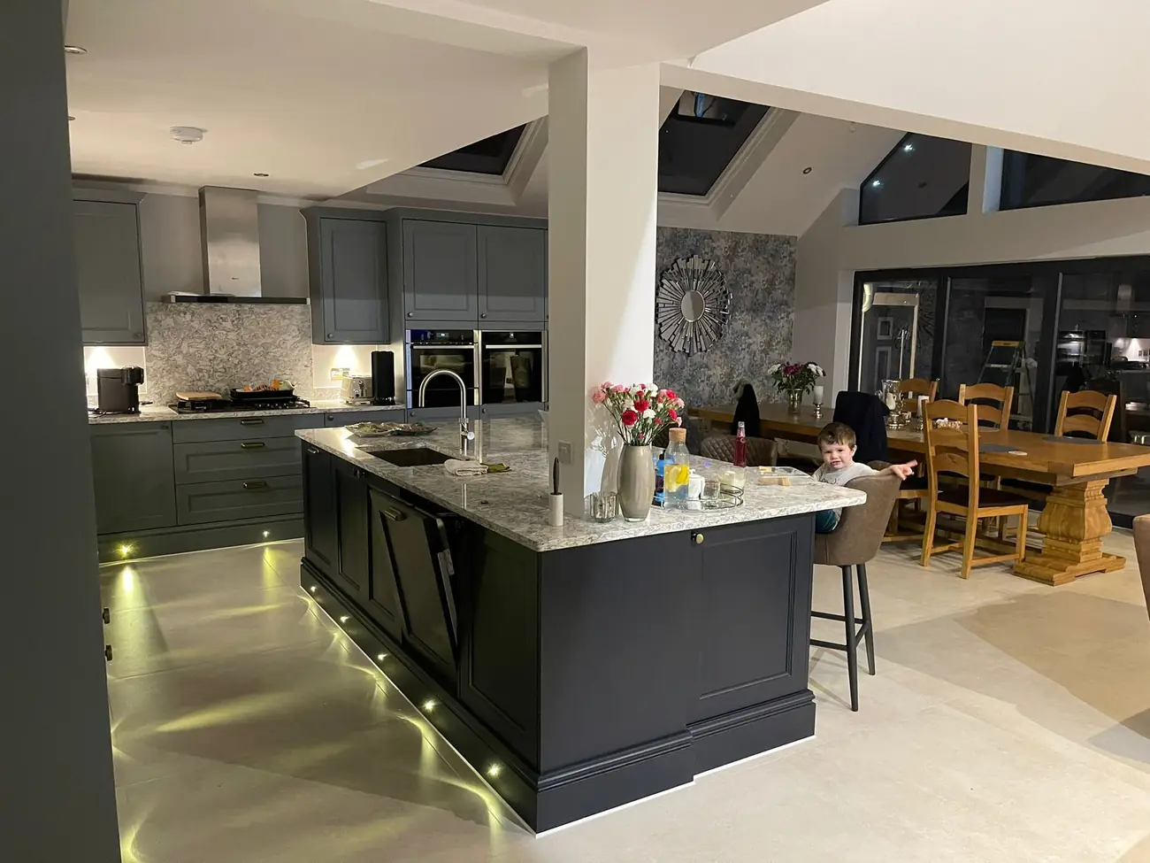 Open-plan kitchen and dining space created by a rear extension in Oxford